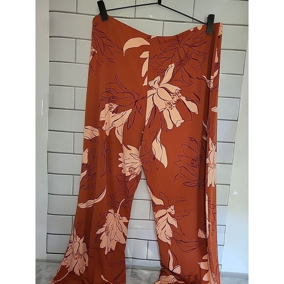 ALFANI Women's Sz XXL Floral Printed Pull- on Wide-leg Elastic Pants Fall Boho - Picture 2 of 6